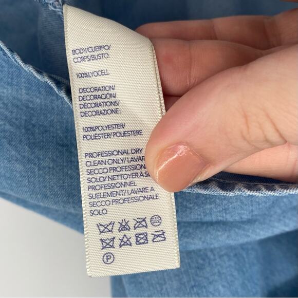 Rebecca Minkoff Women's Rita Denim Blue Chambray One Shoulder Top Size Small - Picture 10 of 10